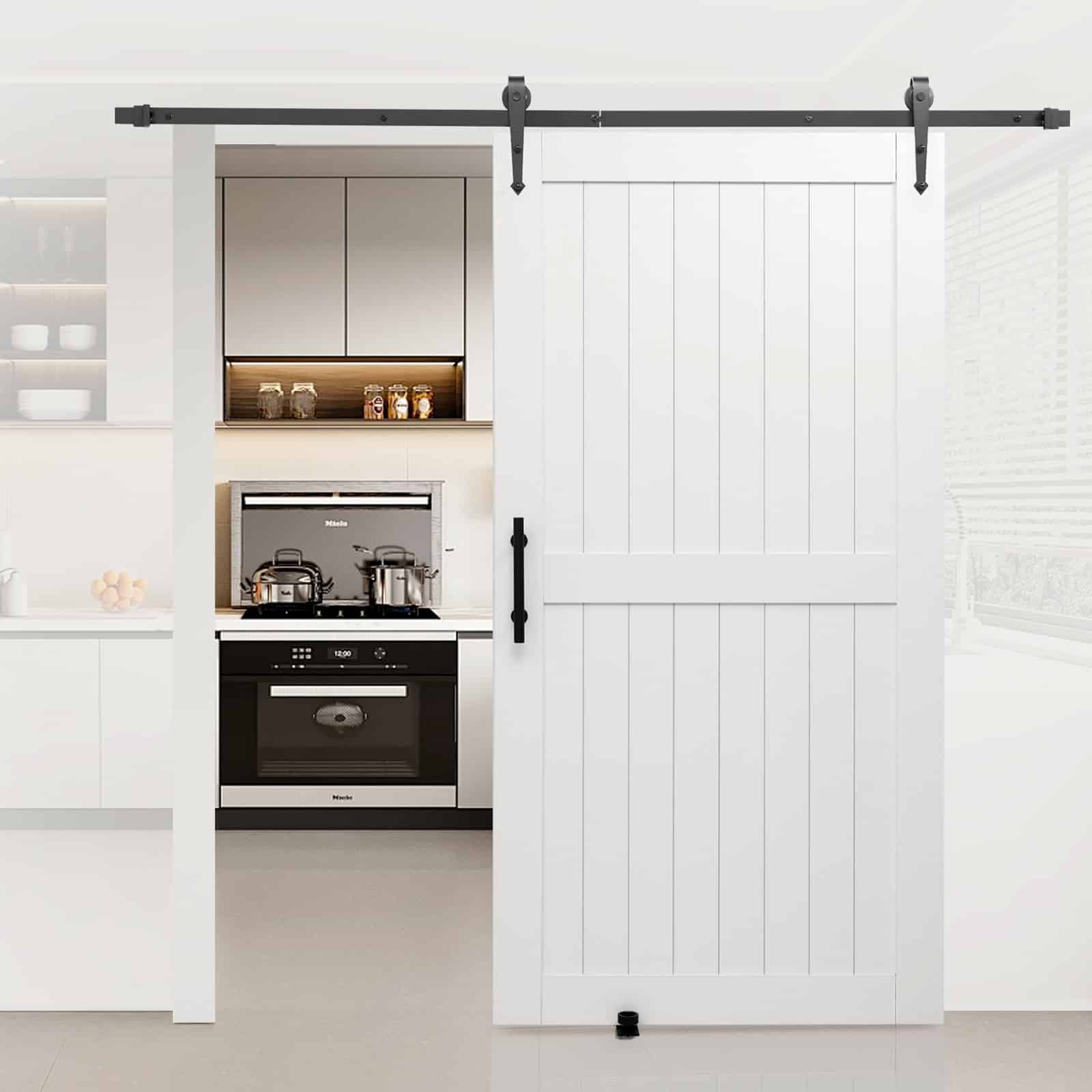 VEVOR Sliding Barn Door 1067x2134mm, MDF Panel, Waterproof PVC, H-Frame, Quiet Sliding, Hardware Kit Included - Зображення 8