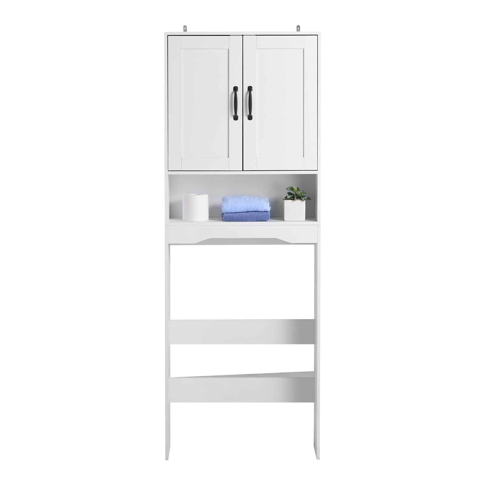VEVOR Over-The-Toilet Storage Cabinet, 165.1 cm Tall White Bathroom Organizer with Double Doors & Adjustable Shelf - Pilt 12
