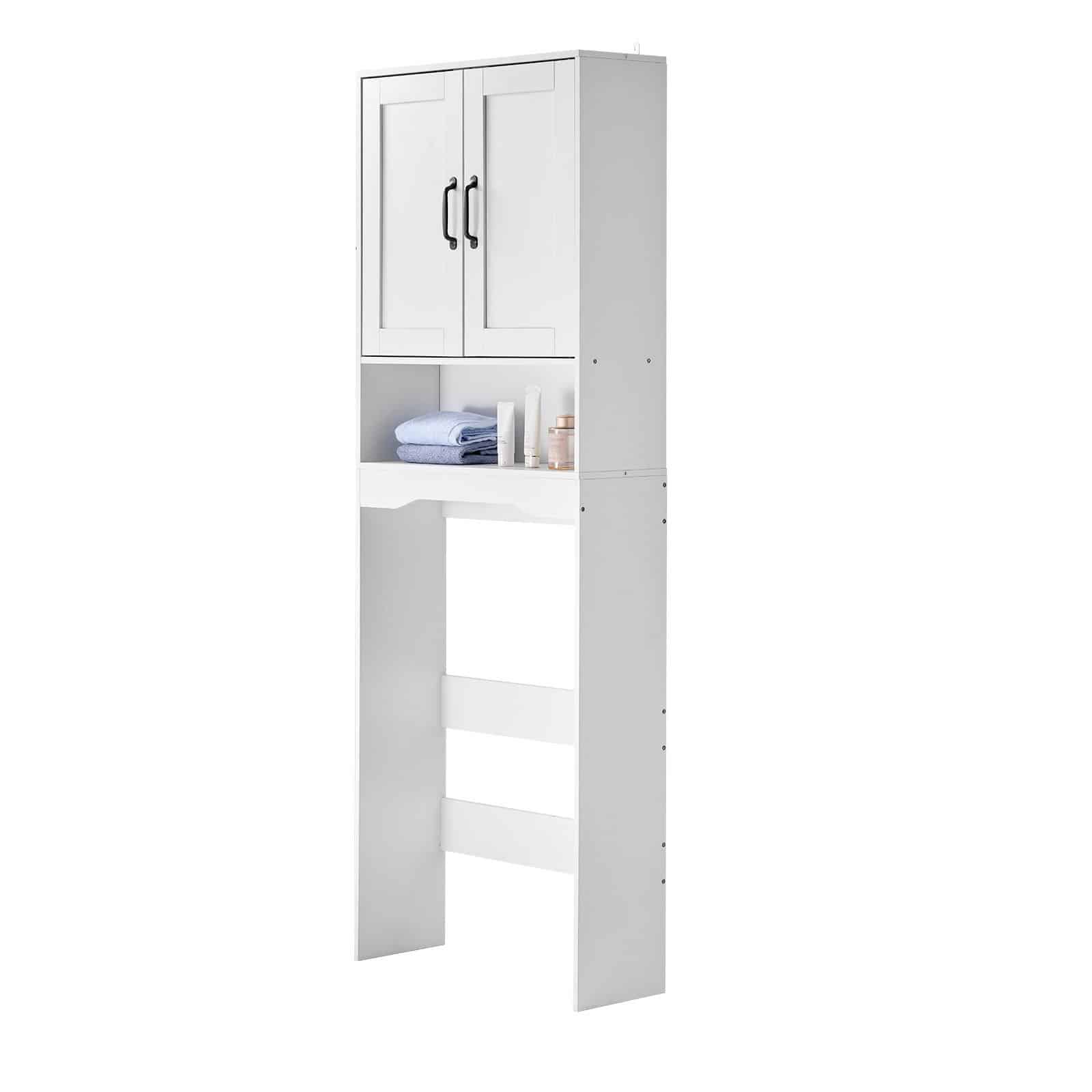 VEVOR Over-The-Toilet Storage Cabinet, 165.1 cm Tall White Bathroom Organizer with Double Doors & Adjustable Shelf - Pilt 9