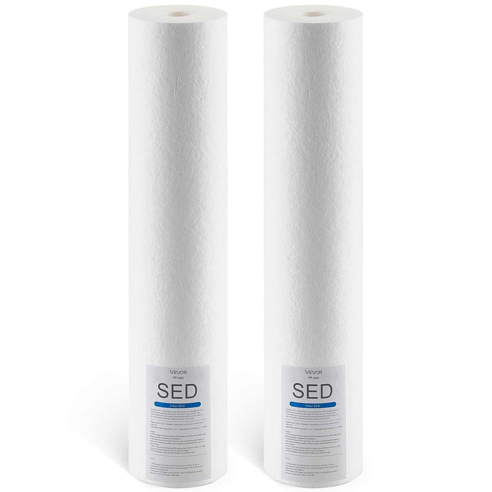 VEVOR 11x51cm Polypropylene Sediment Filter Cartridge for Whole House System, 5 Micron, Fits 4.5x20in Housings, Removes Rust & Sand