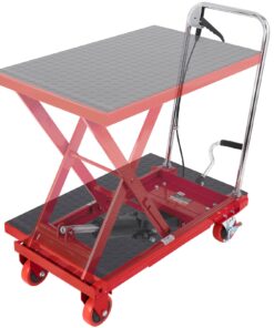 VEVOR Hydraulic Lift Table Cart, 227kg Capacity, 72.4cm Lift Height, Manual Scissor Lift with Wheels & Non-slip Pad, Red