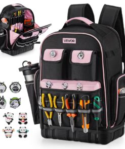 VEVOR Рюкзак для электрика с 56 карманами, отделением для ноутбука, жёстким дном, водостойкий, 49x20x33 см