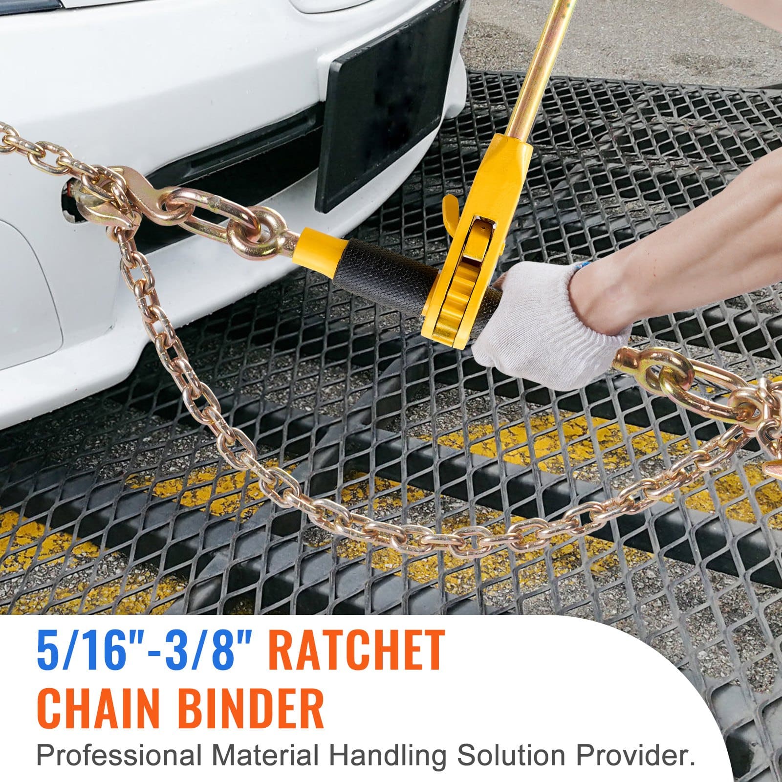VEVOR Ratchet Chain Binder with G80 Chains, 2-Pack, 7100 lbs Load Limit, 40 cm Handle, Anti-Skid Grip, for 8-10 mm Chains - Image 2