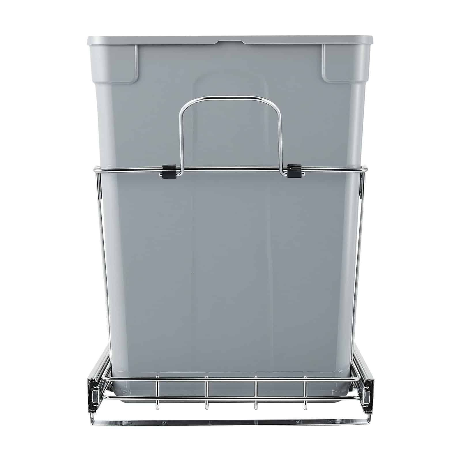 VEVOR Double Pull-Out Trash Bin for Kitchen Cabinets, 2x33L Recycling Waste Bins, Under-Mount with Handle & Smooth Sliding System - Image 11