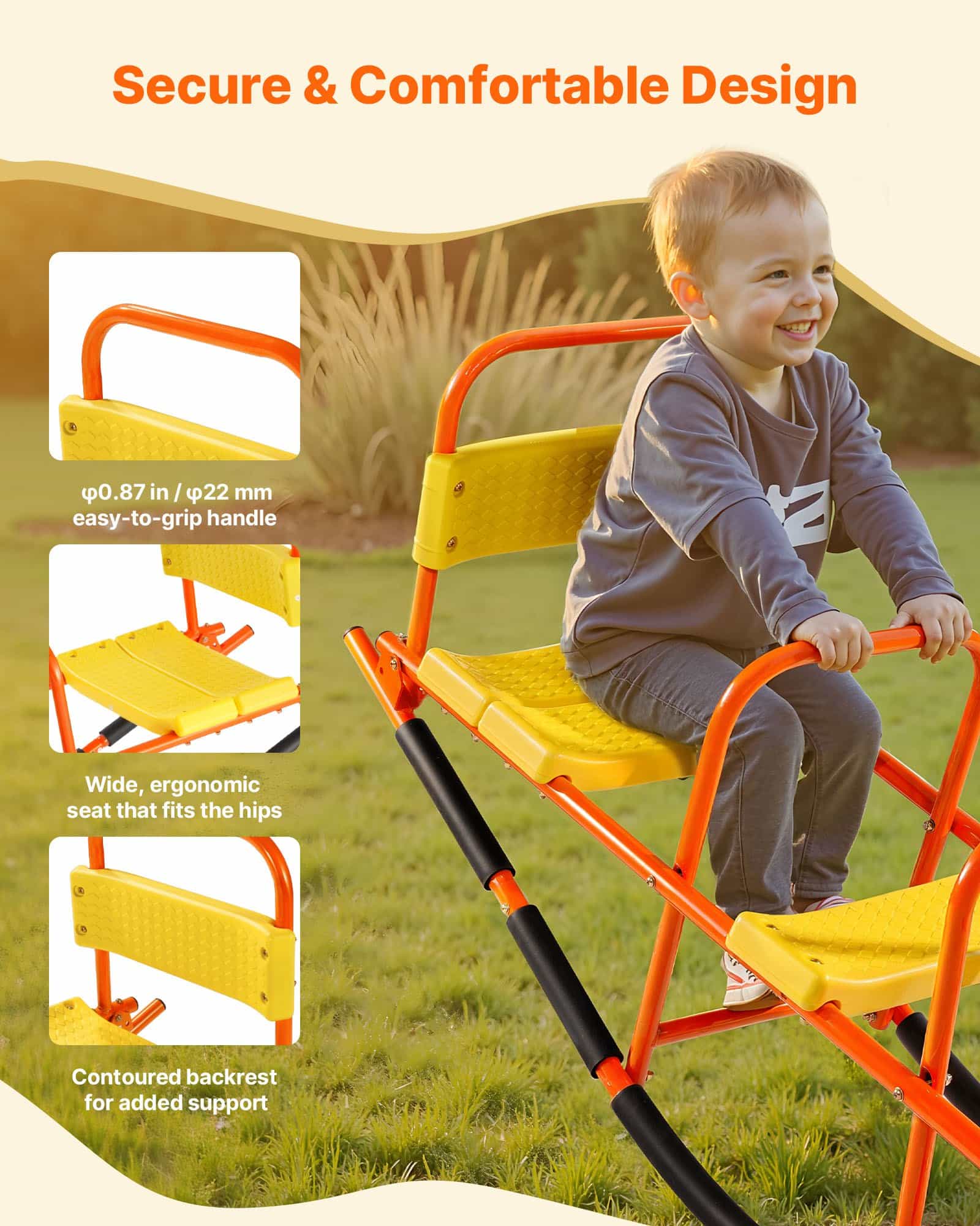 VEVOR 3-Seater Kids Seesaw with Rocking Mode, 90 kg Load/Seat, Steel Frame, for Ages 3+, Outdoor Playground Equipment — изображение 5