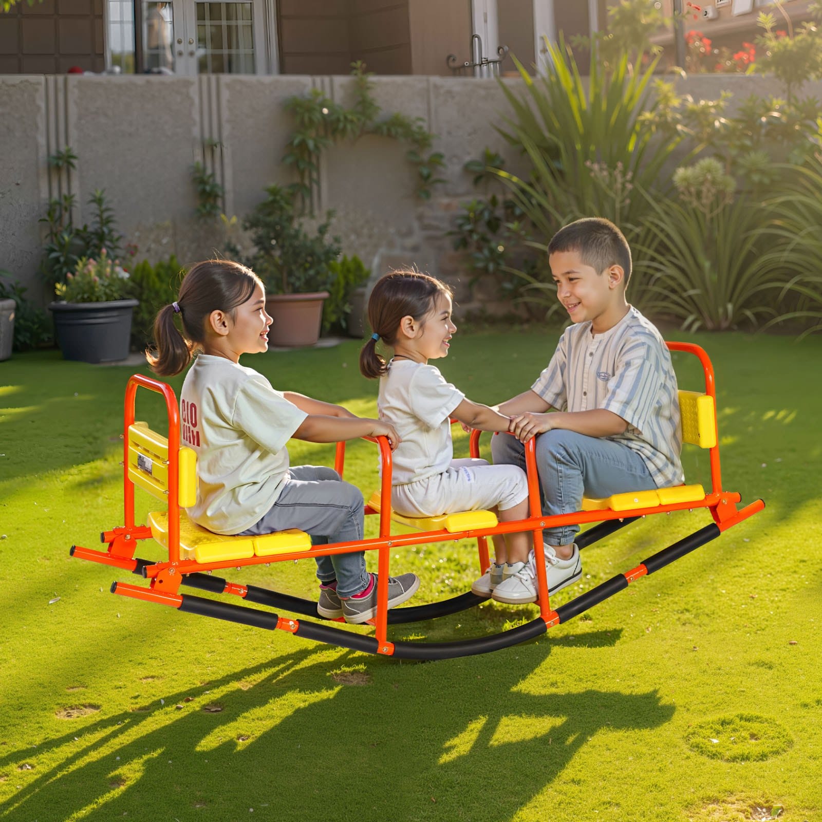 VEVOR 3-Seater Kids Seesaw with Rocking Mode, 90 kg Load/Seat, Steel Frame, for Ages 3+, Outdoor Playground Equipment — изображение 8