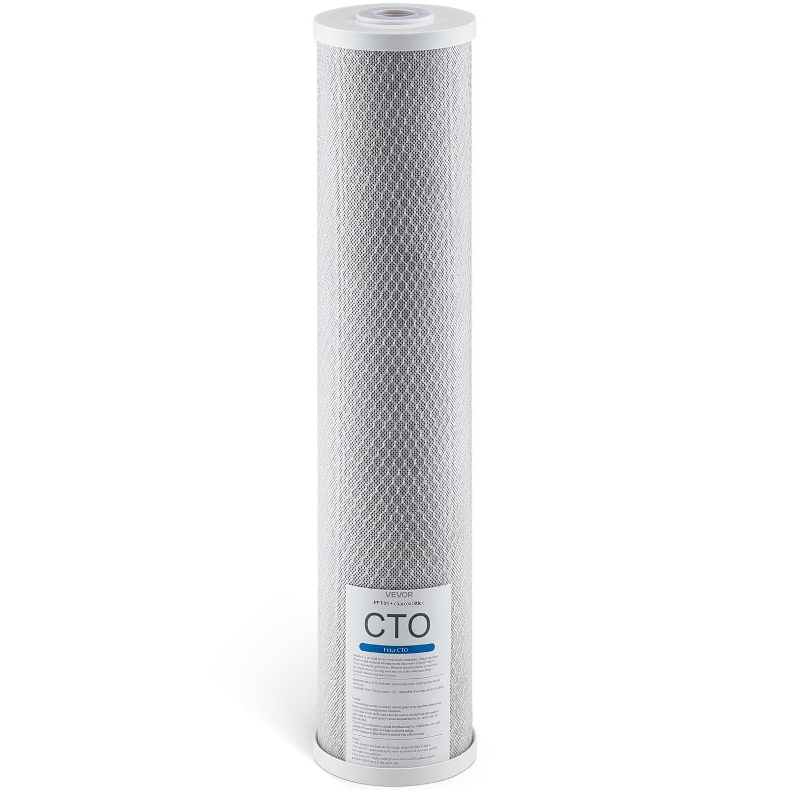 VEVOR 11x51cm CTO Carbon Block Water Filter Cartridge for Whole House System, Reduces Chlorine, Odor, & Bad Taste