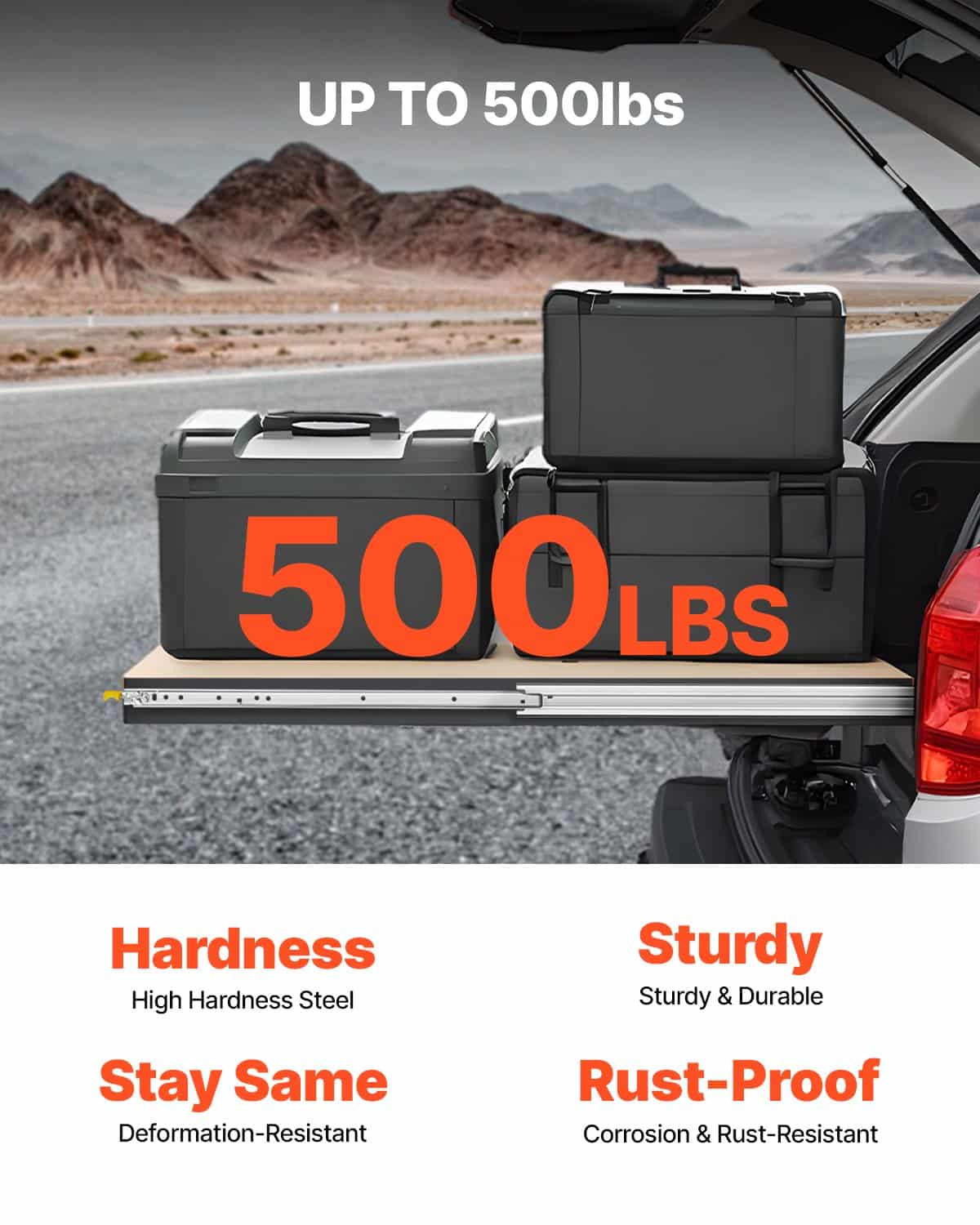 VEVOR Heavy Duty Drawer Slides 1 Pair, 46–152 cm, 227 kg Load, Locking Ball Bearing Side Mount, Full Extension Steel Rails — изображение 2