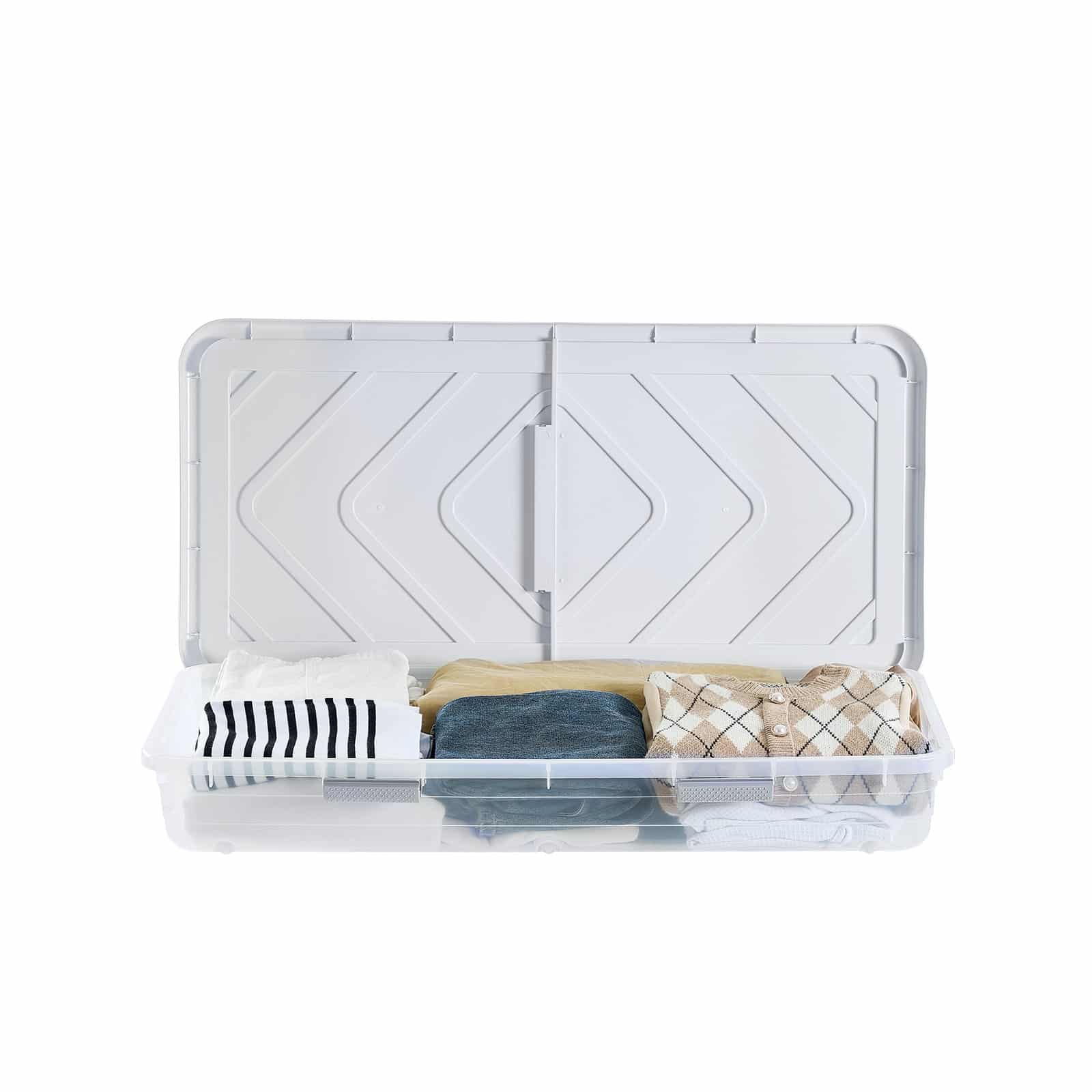 VEVOR Underbed Storage with Wheels 1010x510x150 mm, 2-Pack Rolling Storage Bins with Lid & Latch for Clothes, Shoes, Blankets — изображение 10