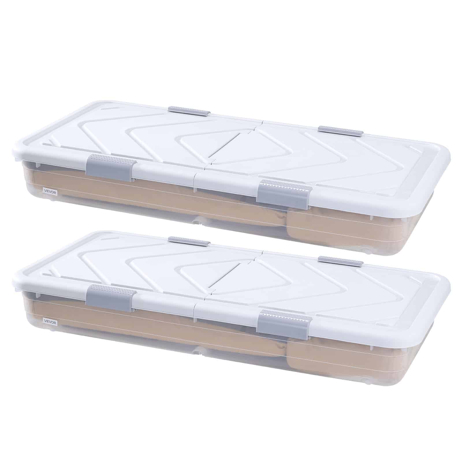 VEVOR Underbed Storage with Wheels 1010x510x150 mm, 2-Pack Rolling Storage Bins with Lid & Latch for Clothes, Shoes, Blankets — изображение 9