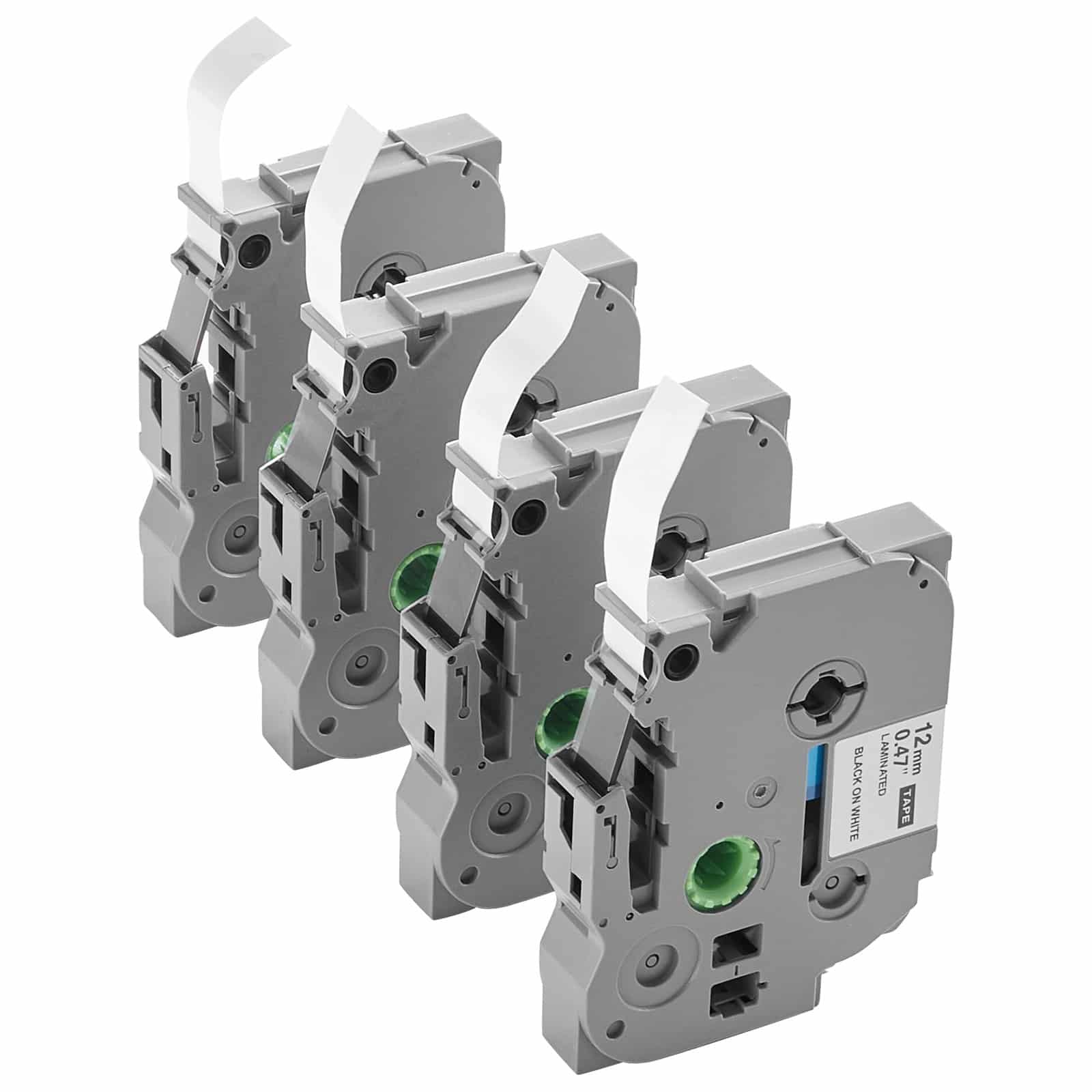 VEVOR Label Maker Tape 4-Pack, 12mm Black on White, TZe-231 Compatible for Brother P-Touch, Waterproof & Durable 8m Rolls