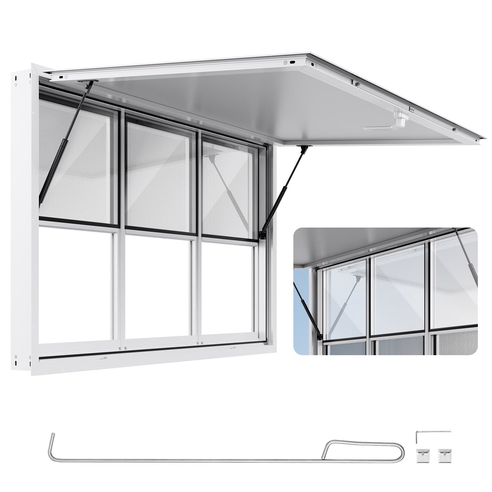 VEVOR 152x92 cm Alumiiniumist kontsessiooniaken 6 liugpaneeliga, varikatuse uks ja lukk toiduautodele ja haagistele