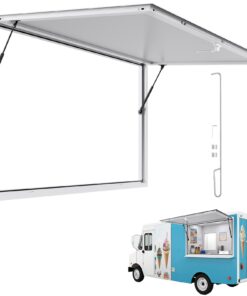 VEVOR 188x102 cm Food Truck Concession Window with Aluminum Frame, Awning Door & Lock, Rainproof Service Window