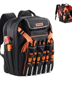 VEVOR прочный рюкзак для инструментов электрика с 45 карманами, отсеком для ноутбука, усиленным дном, 33x22x44 см, до 23 кг