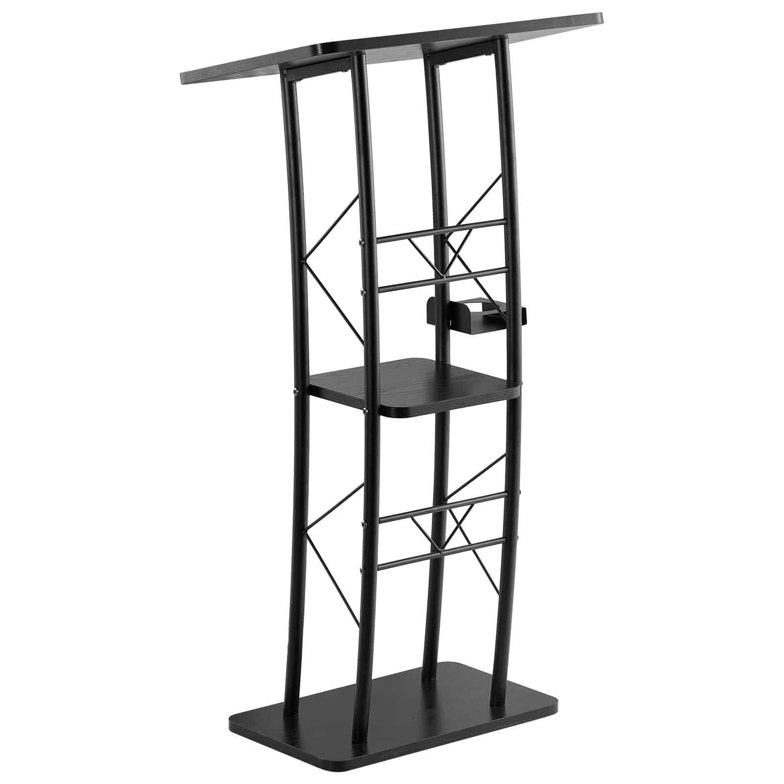 VEVOR 118 cm Metal Podium Stand with Curved Design, Wide Surface, Storage, Cup Holder – for Classroom, Wedding, Conference — изображение 11