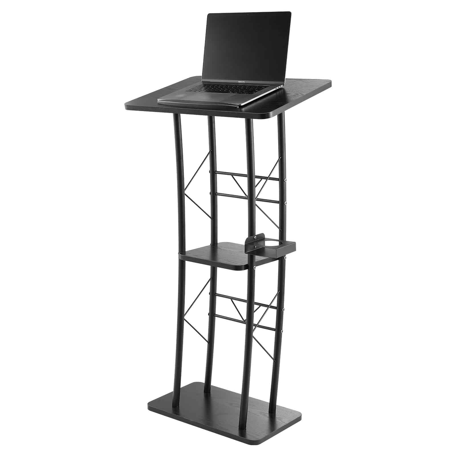 VEVOR 118 cm Metal Podium Stand with Curved Design, Wide Surface, Storage, Cup Holder – for Classroom, Wedding, Conference — изображение 12