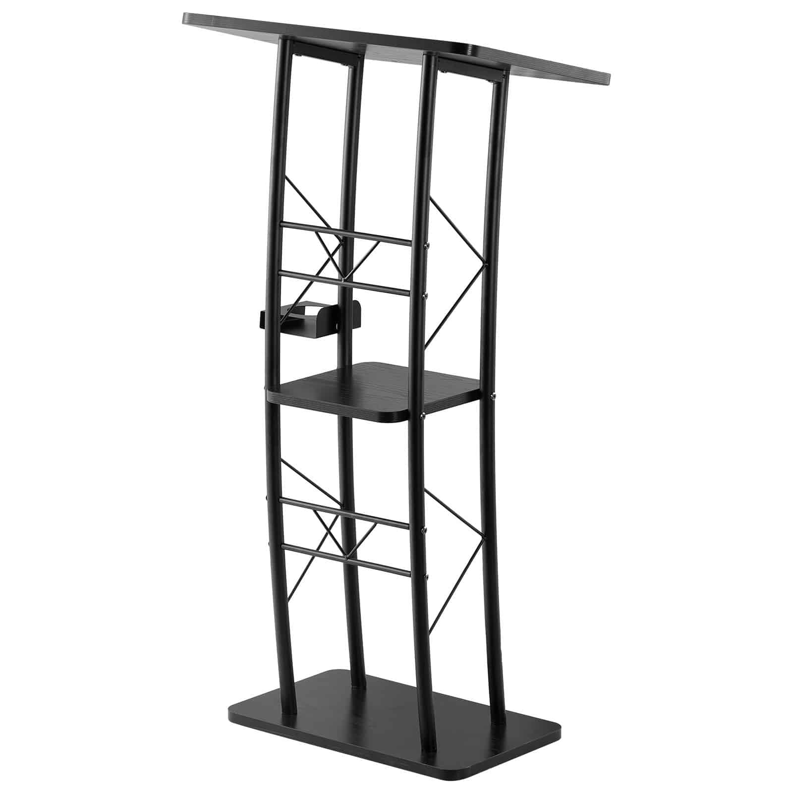 VEVOR 118 cm Metal Podium Stand with Curved Design, Wide Surface, Storage, Cup Holder – for Classroom, Wedding, Conference — изображение 9