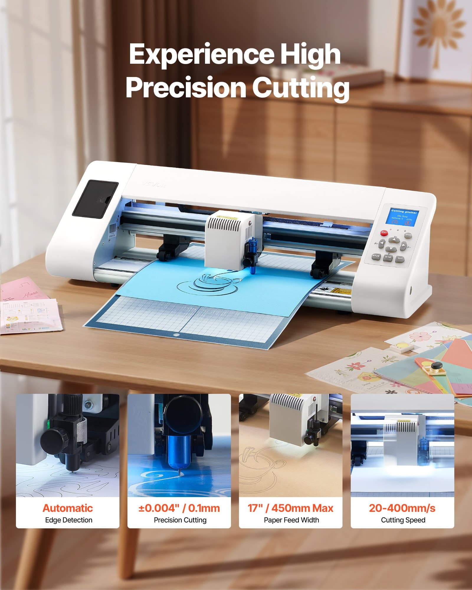 VEVOR Precision Vinyl Cutter with Auto Edge Detection, 330mm Cut Width, Design Software, for DIY Crafts & Stickers — изображение 2