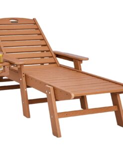 VEVOR Outdoor HDPE Chaise Lounge Chair, 181 kg mahutavus, 6-asendiga reguleeritav, tassihoidja ja käetugedega, pruun