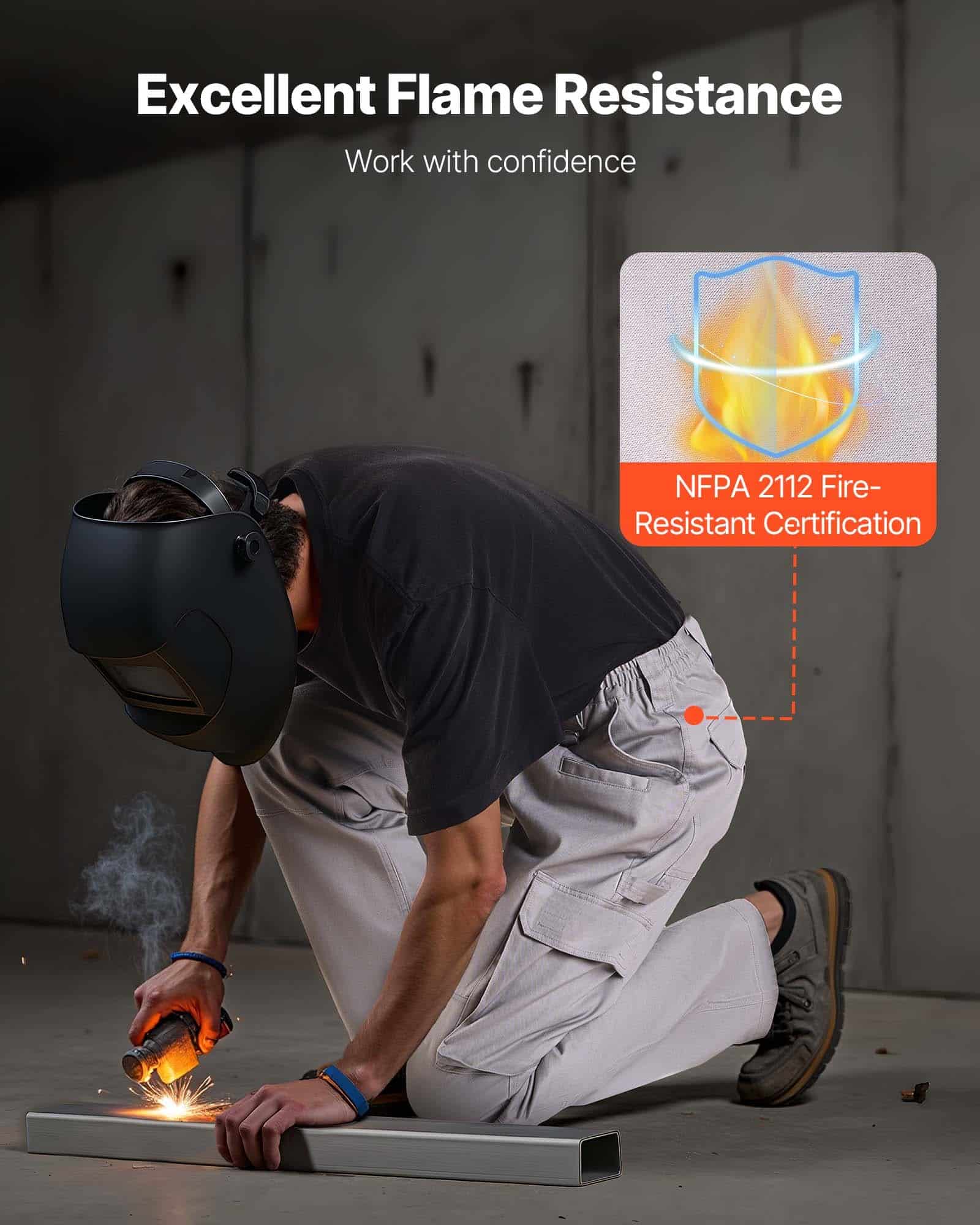 VEVOR Men's Flame-Resistant Cotton Work Pants, Gray XXL, Multi-Pocket, Tear-Proof, Ideal for Welding & Daily Wear — изображение 4