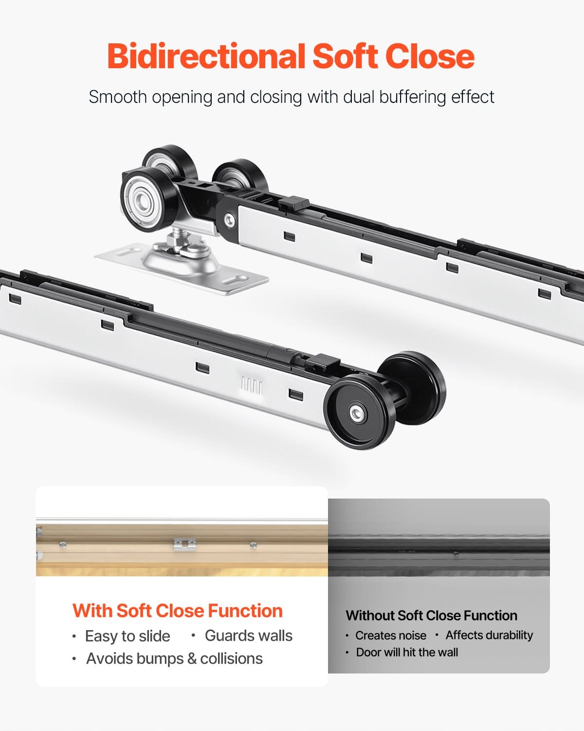 VEVOR Pocket Door Frame Kit for 610–914mm Wide x 2032mm High Doors, Soft-Close, Galvanized Steel, Quiet Sliding, Easy Install — изображение 3