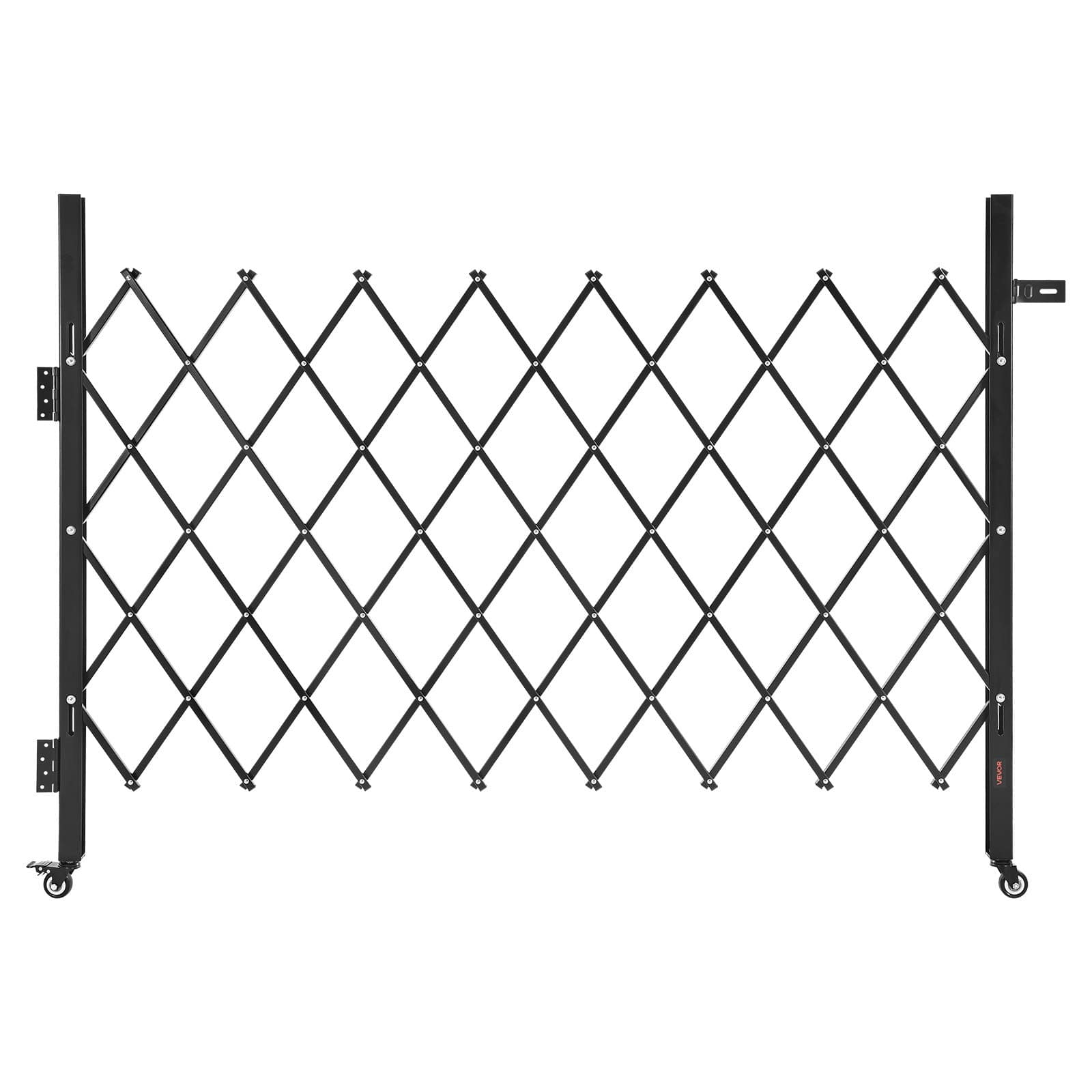 VEVOR Retractable Folding Security Gate 170×131 cm, Lockable Steel Scissor Gate with Swivel Casters for Garage & Entry