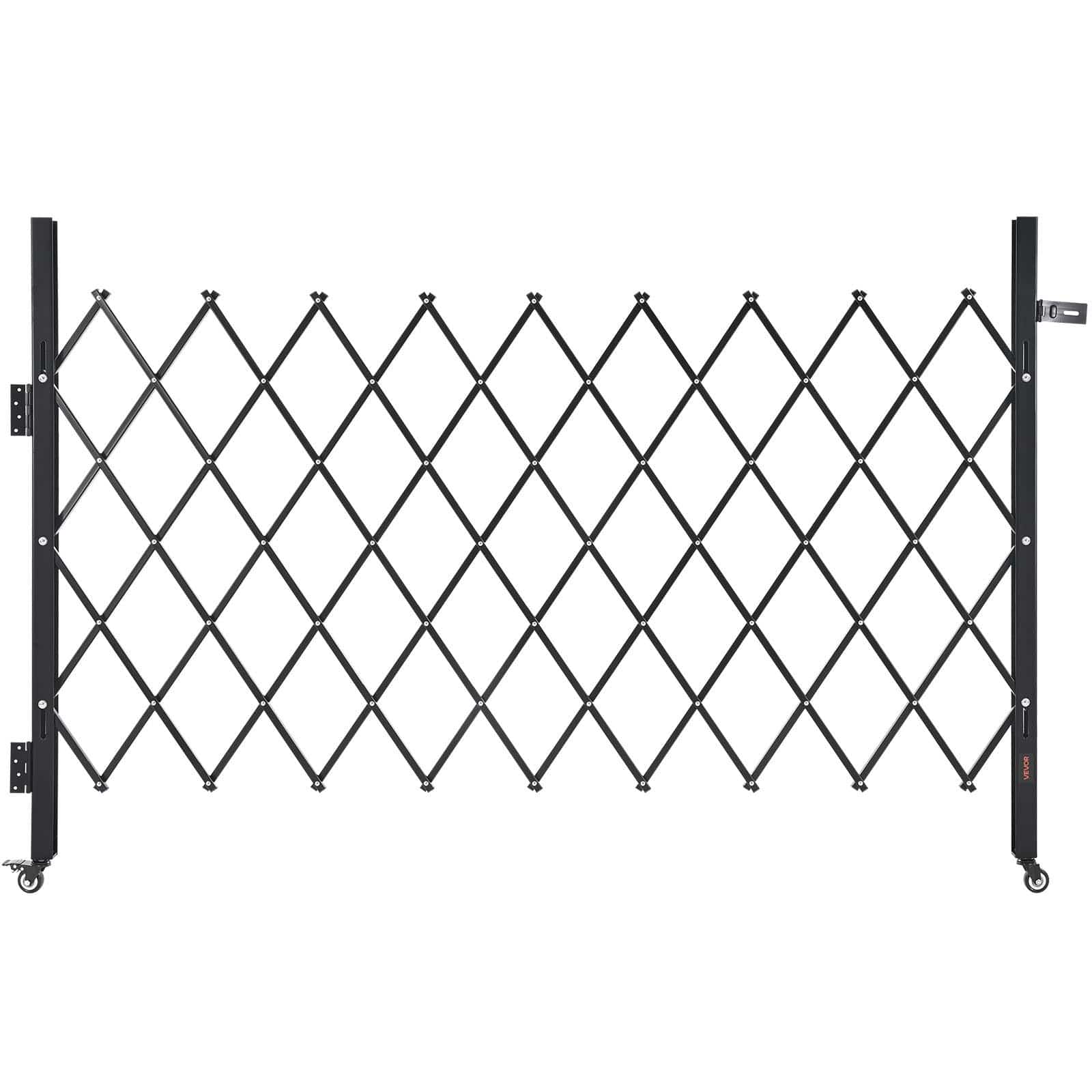 VEVOR Retractable Folding Security Gate 190×131 cm, Lockable Steel Gate with 360° Casters for Garage, Warehouse, Pool & Entry