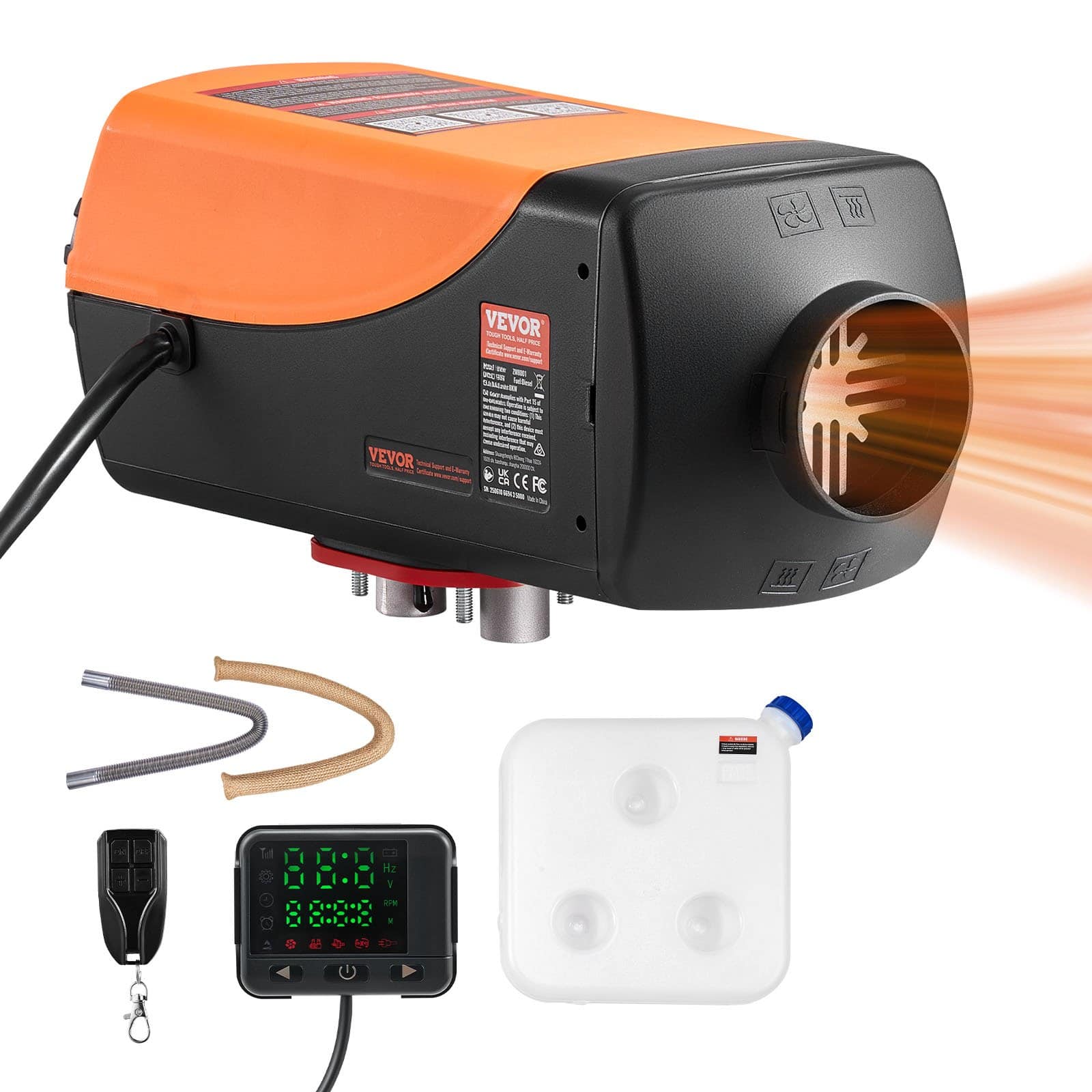 VEVOR 8kW Diesel Air Heater 12-24V with Remote, LCD Display & 10L Tank, Low Noise, for RV, Truck, Boat, Trailer