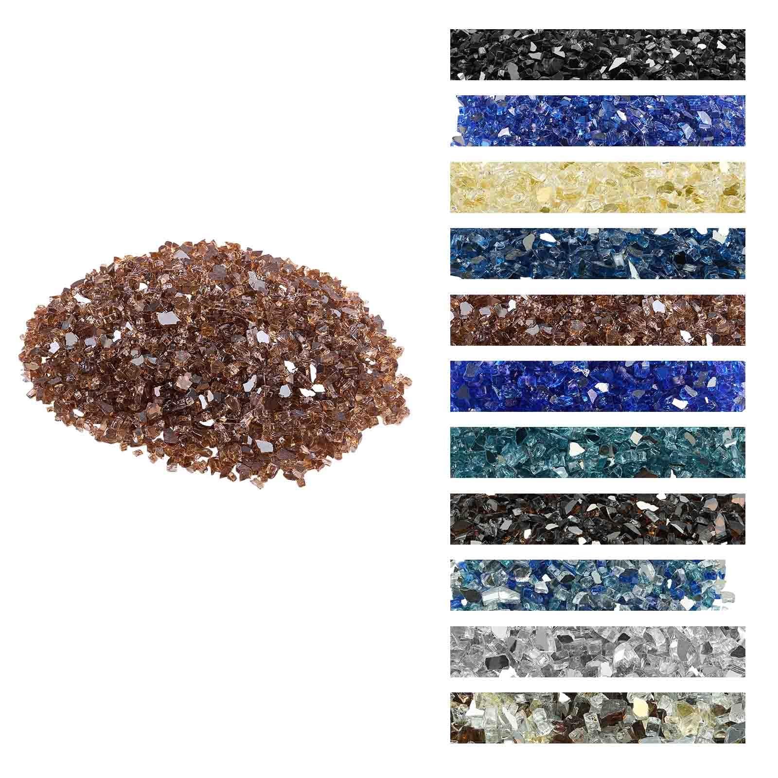 VEVOR 4.5 kg Copper Reflective Fire Glass Rocks, 6.35 mm Tempered Heat-Resistant Smokeless Stones for Fire Pit & Landscaping