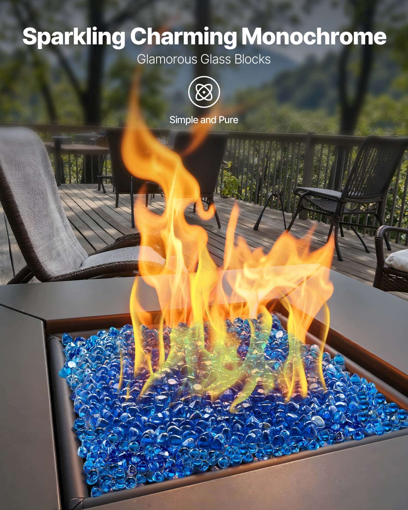 VEVOR 4.5kg Caribbean Blue Reflective Fire Glass Beads, 25.4mm Heat-Resistant Stones for Fire Pit, Fireplace, Garden Decor – Paveikslėlis 2