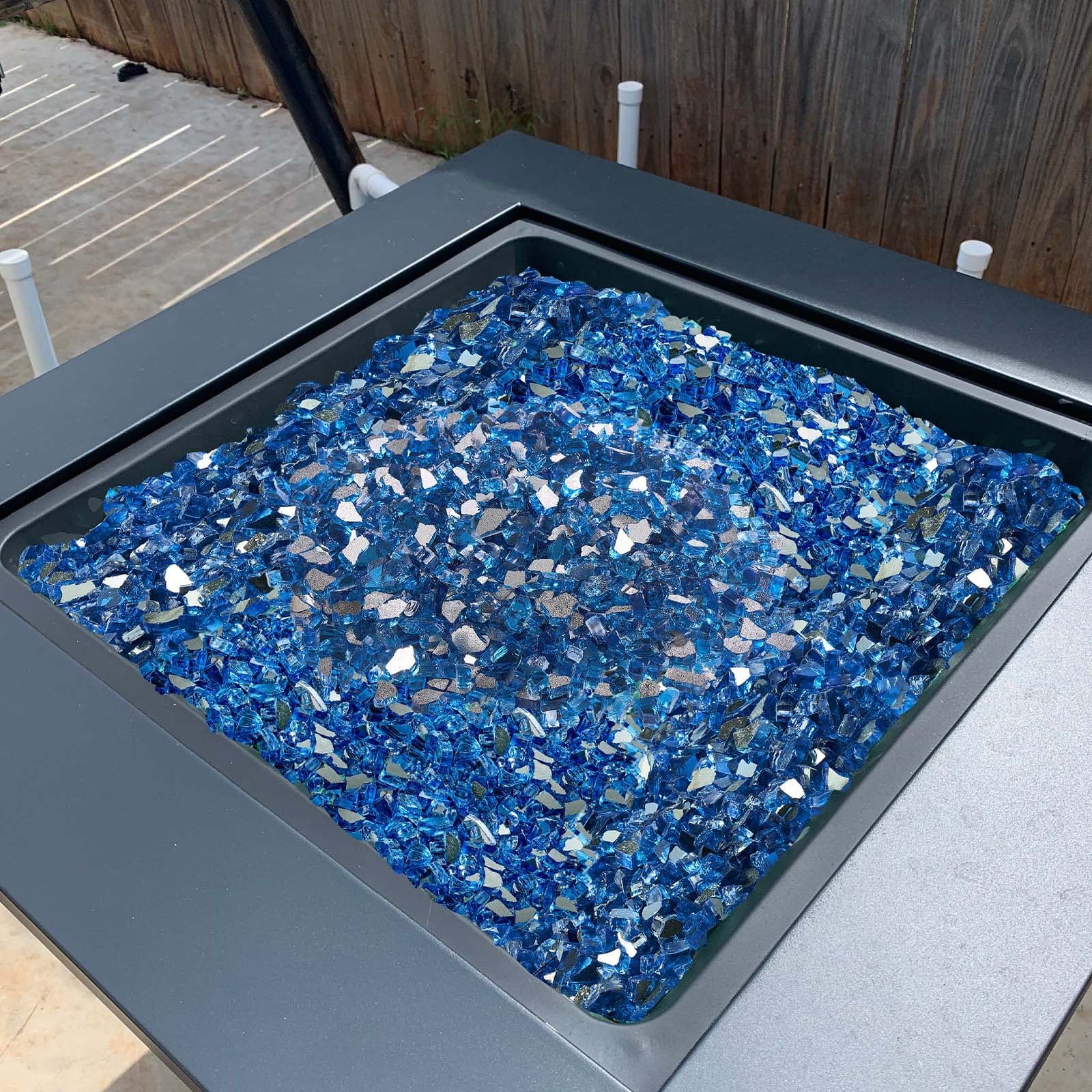 VEVOR 4.5kg Pacific Blue Reflective Fire Glass Rocks, 12.7mm Tempered, Smokeless, Heat-Resistant for Fire Pit or Landscaping - Зображення 8