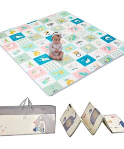 VEVOR Extra Large 180x200 cm Baby Play Mat, Foldable Waterproof Foam Crawling Mat with Travel Bag, Reversible & Non-Slip