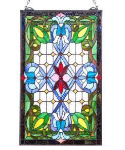 VEVOR Tiffany Style Stained Glass Window Panel 433x731mm with Chain, Vertical Hanging Art for Home & Kitchen Decor