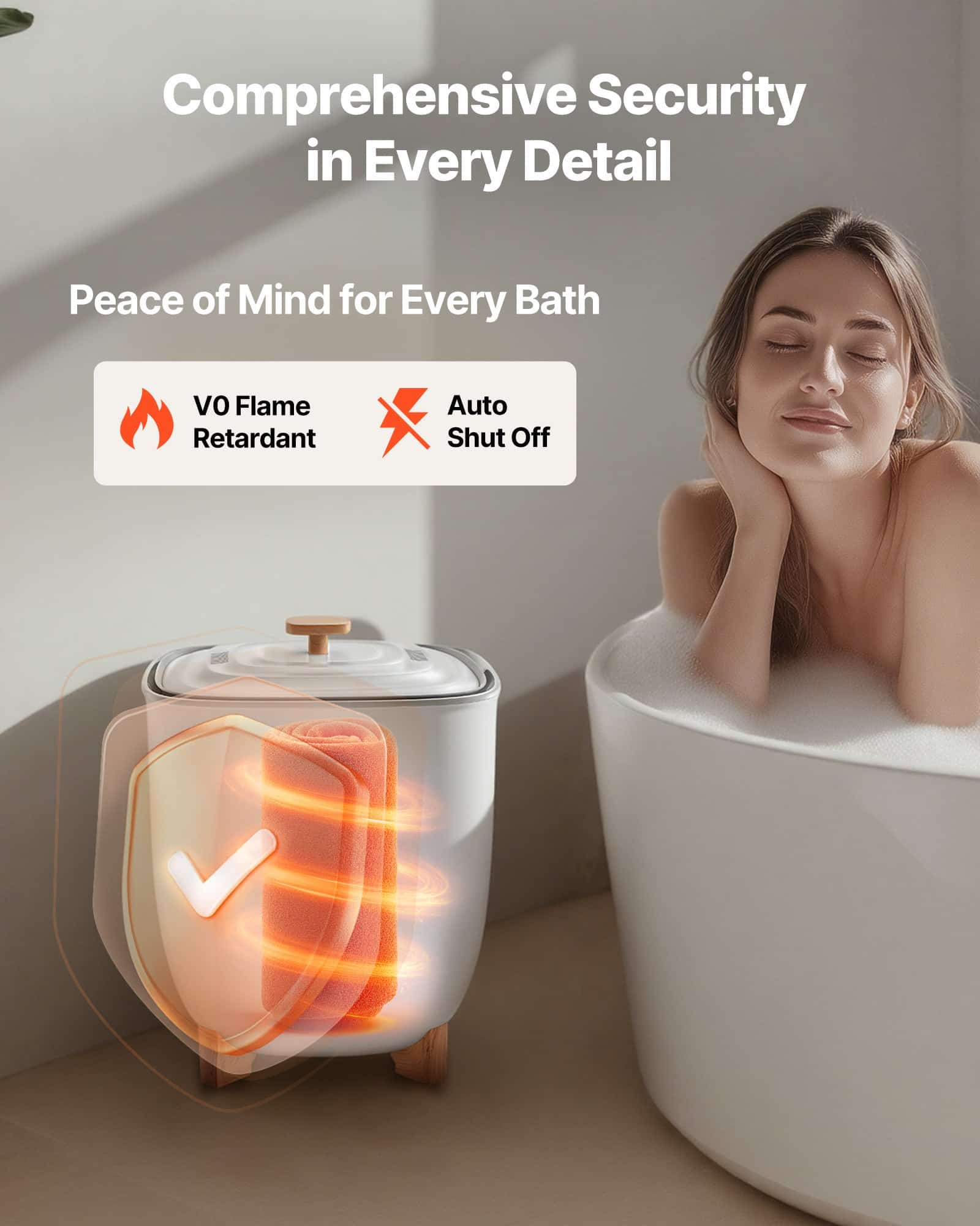 VEVOR 25L Towel Warmer Bucket with Auto Shut-Off, 2 Temp Settings & Timer, Fits 5 Large Towels, for Bathroom & Spa Use - Pilt 4