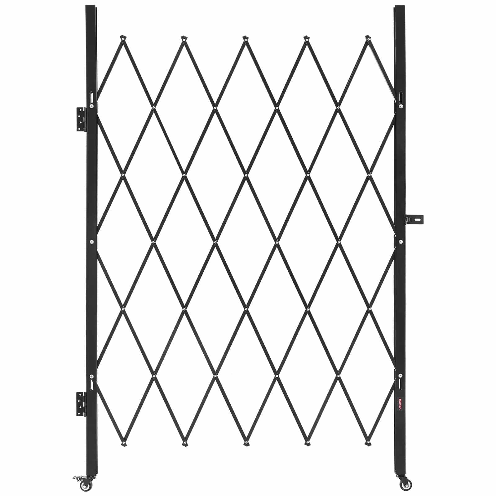 VEVOR Folding Steel Security Gate with Lock & Swivel Casters, 126×197.5 cm, Retractable Door for Garage, Warehouse, Pool & Entry