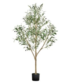 VEVOR 150cm Artificial Olive Tree with Pot – Realistic Faux Indoor Plant with Natural Wood Trunk & Green Leaves for Home & Office