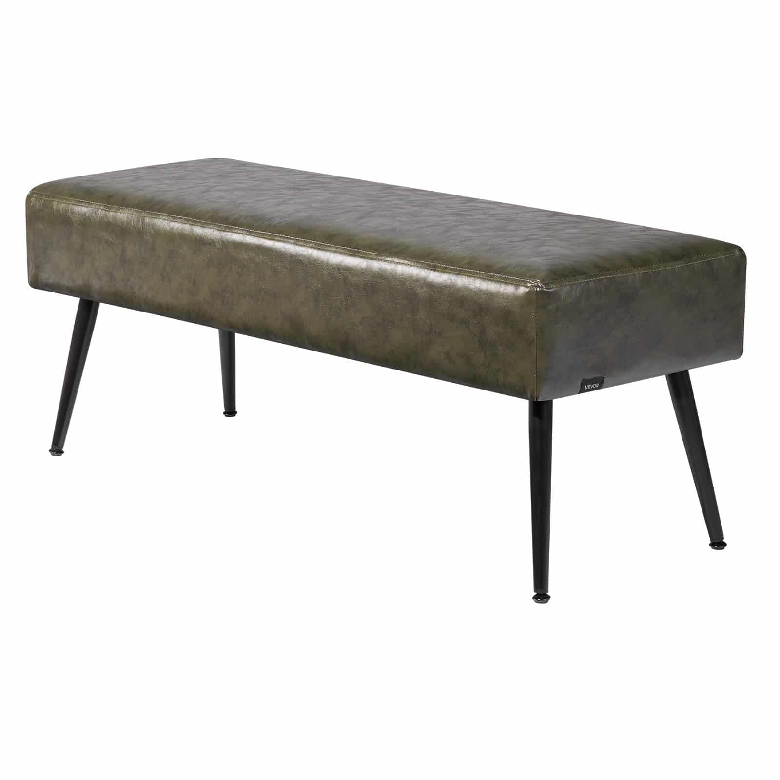 VEVOR Green PU Leather Bedroom Bench with Storage, Metal Legs, 110x40x43 cm, Upholstered Shoe Bench for Hallway & Living Room — изображение 12