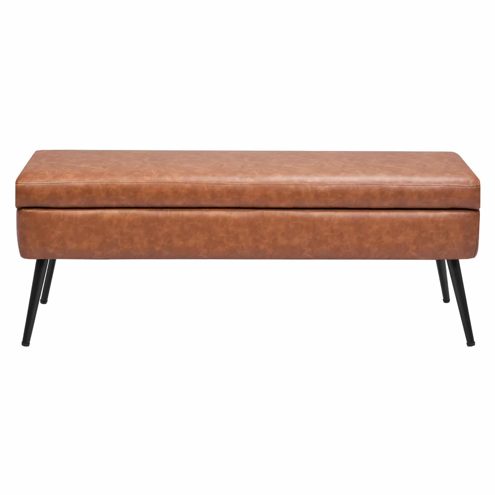 VEVOR Brown PU Leather Storage Ottoman Bench with Soft-Close Lid, 300kg Load, 101.5cm, for Entryway, Bedroom, Living Room — attēls 9