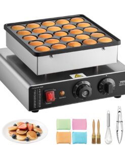 мини-блинный мастер VEVOR - 25pcs 43mm голландский вафельный гриль с маффином, неклепающаяся нержавеющая сталь, управление температурой и таймером, 262x262mm