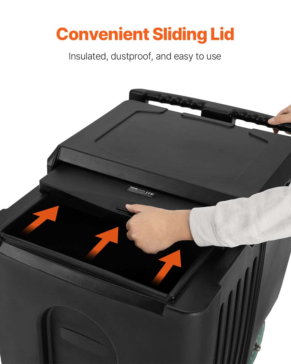 VEVOR 56.7 kg Commercial Ice Bin with Wheels, 620x430x440 mm Insulated Ice Caddy with Sliding Lid for Catering & Bars - Зображення 6