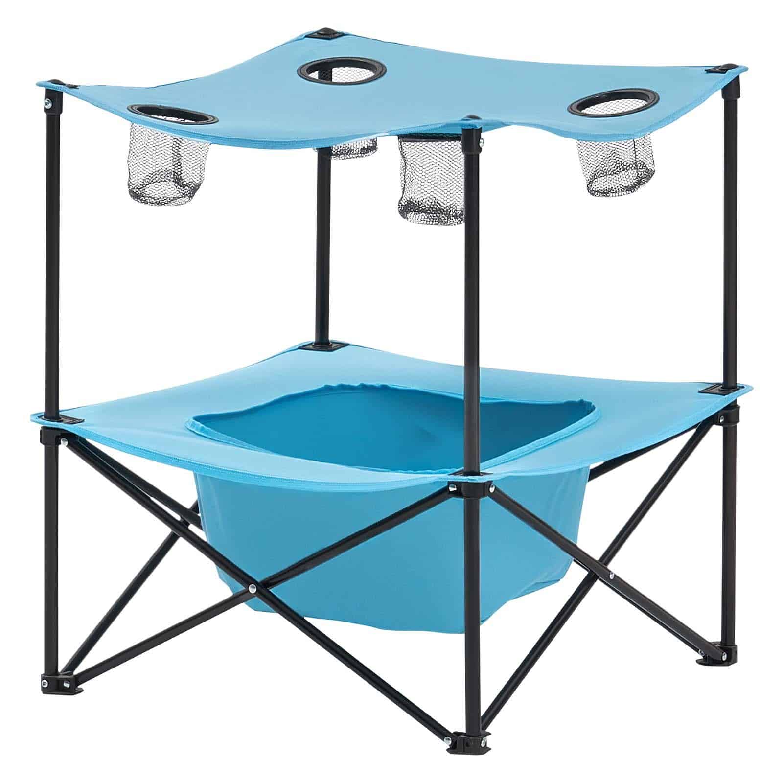 VEVOR Folding Camping Table, Lightweight Waterproof 600D Oxford Fabric, 4 Cup Holders, Storage Bag, 30kg Load, Blue - Pilt 9
