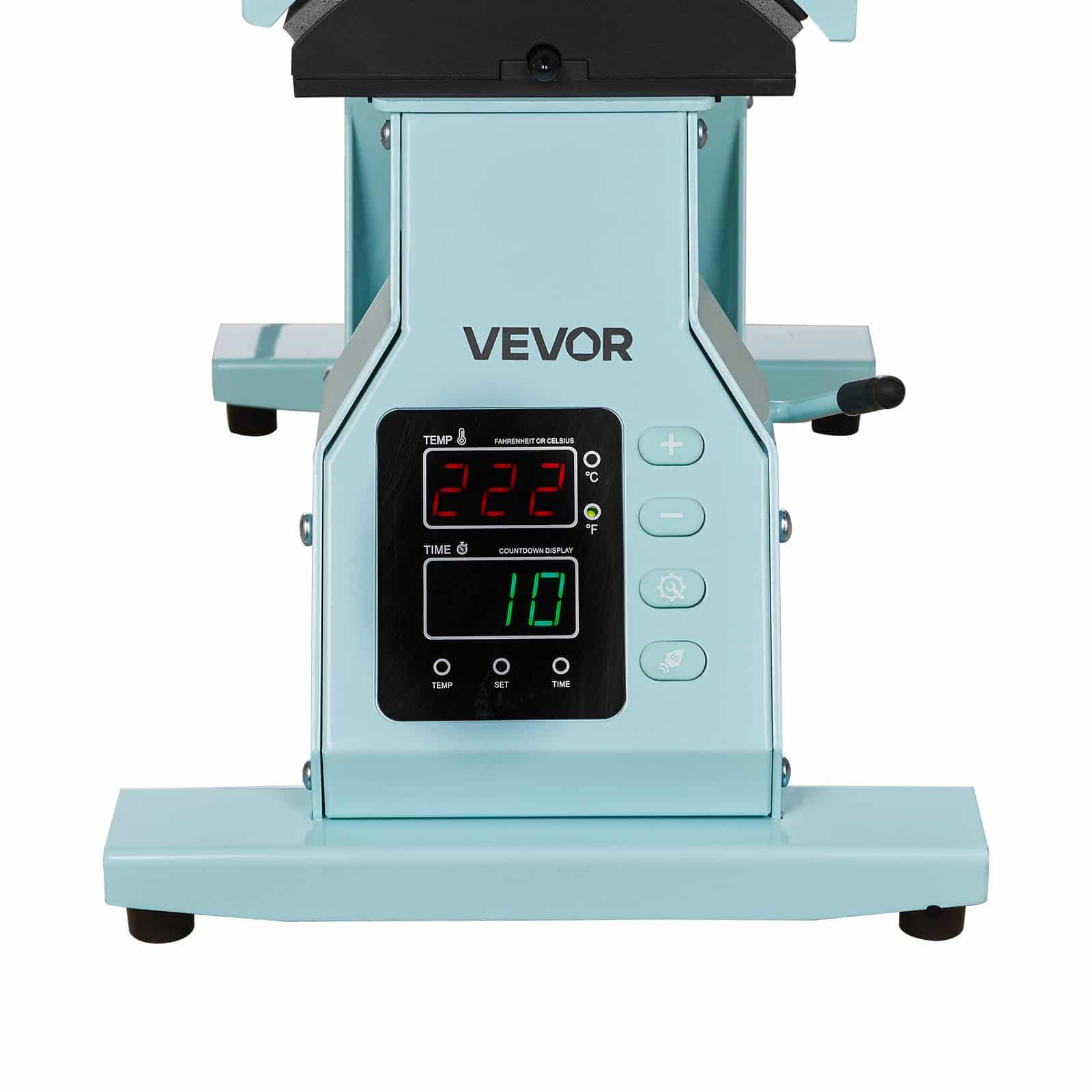 VEVOR 4-in-1 Hat Heat Press Machine with 4 Interchangeable Platens, Digital Temp/Time Control, for Caps, Headbands, Green – Paveikslėlis 12