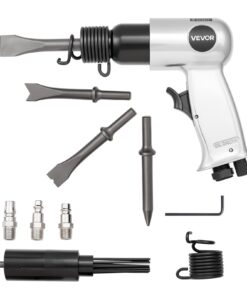 VEVOR 4500BPM Pneumatic Air Hammer with Rust Removal Needle Scaler & 4 Round Shank Chisels, Lightweight & Compact Tool