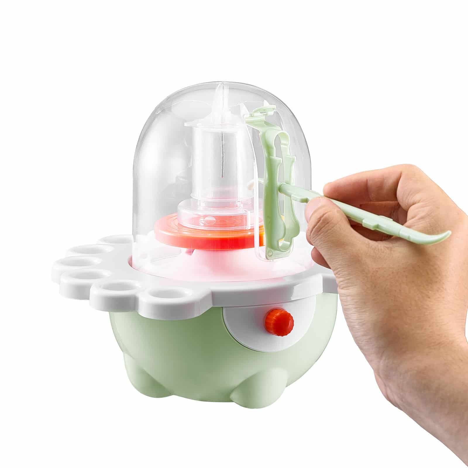 VEVOR Mini Pottery Wheel Set for Kids, 50 mm & 80 mm Turntables, Adjustable Speed, Full Clay Sculpting Kit, Green — Attēls 12