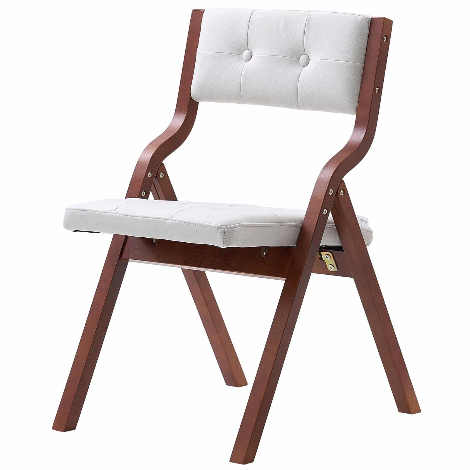 VEVOR Set of 2 White Wooden Folding Chairs with Cushions, Comfortable Foldable Dining Chairs, 180kg Capacity, No Assembly - Pilt 11