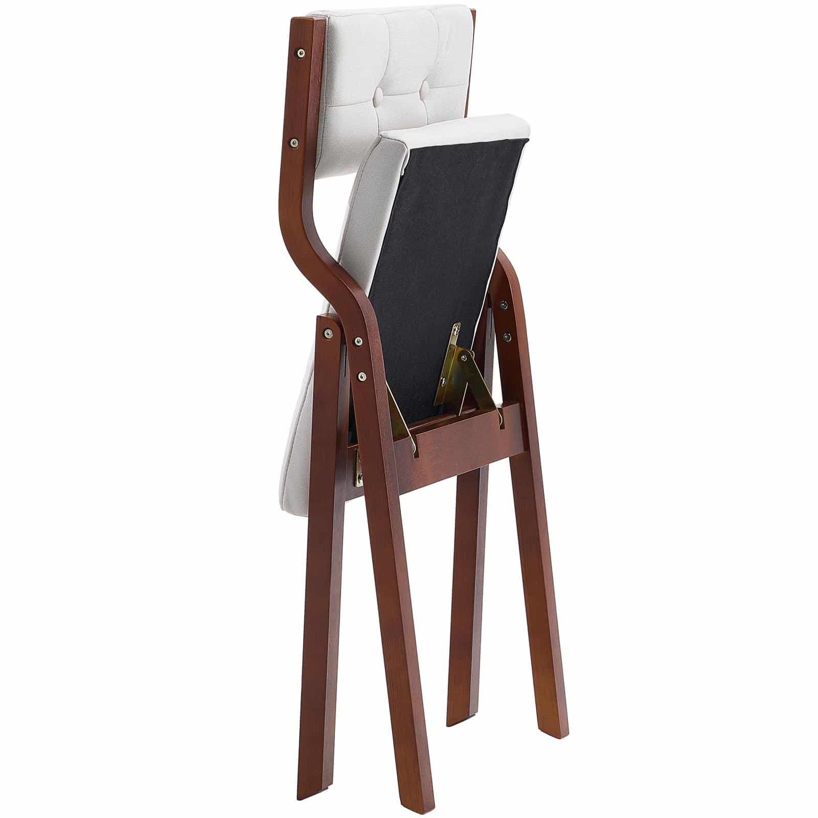 VEVOR Set of 2 White Wooden Folding Chairs with Cushions, Comfortable Foldable Dining Chairs, 180kg Capacity, No Assembly - Pilt 12