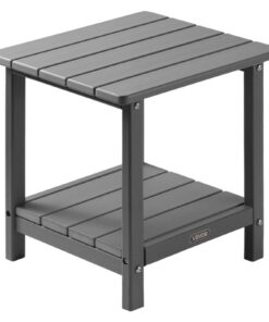 VEVOR Уличный Столик из HDPE, 450x380x440 мм, Двухъярусный, Устойчив к Погоде, для Террасы, Бассейна, Серый
