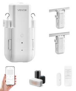 интеллектуальное открывающееся электрическое занавесное устройство VEVOR с удаленным устройством, приложением и концентратором, совместимым с Alexa/Google, подходящим для U/I-рейки, таймером, тихим режимом