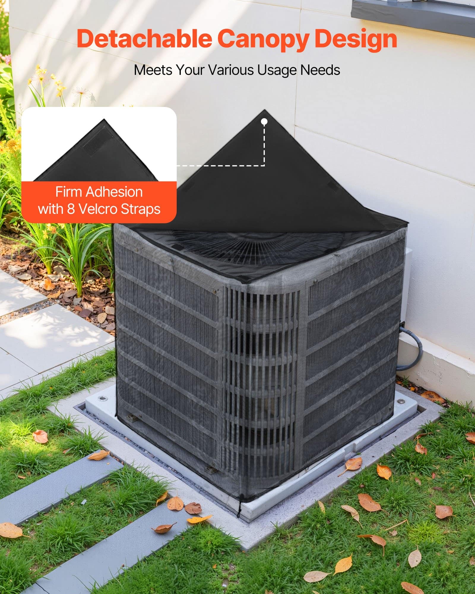 VEVOR Universal Outdoor AC Cover 914x914x1010 mm, Waterproof Dual-Layer Polyester, Detachable Canopy, Black - Pilt 5