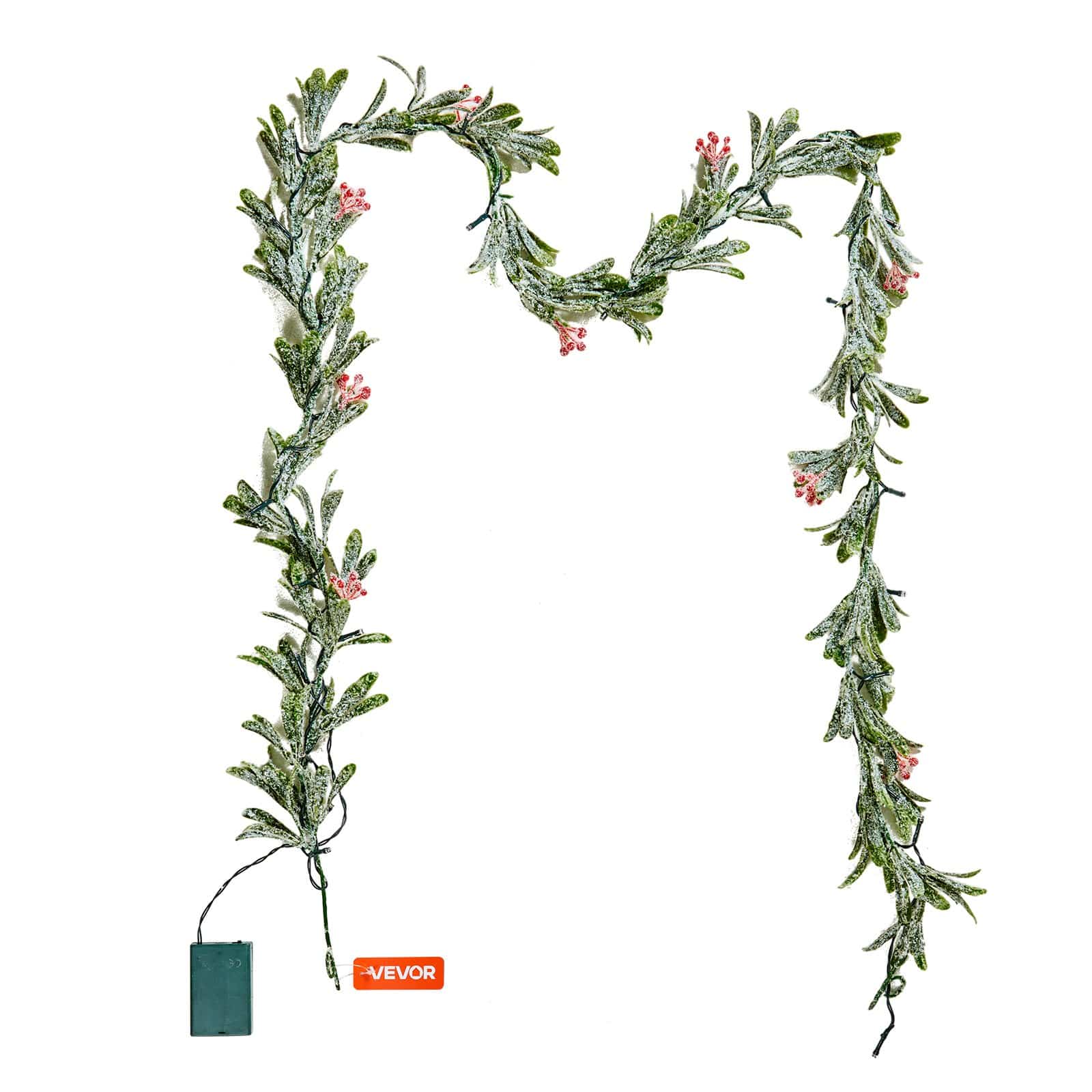VEVOR 2011 mm Christmas Garland with LED Lights, Realistic Greenery, Olive Leaves & Berries, Indoor/Outdoor Xmas Decor — attēls 10